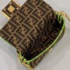 FI Baguette Small Brown Fabric Green Border Bag For Woman 18cm/7in
