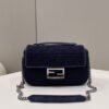 FI Baguette Chain Midi Navy Blue FF Fabric Bag For Woman 14.5cm/6in