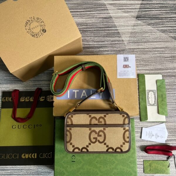 gg Jumbo gg Mini Bag Camel And Ebony Jumbo gg Canvas For Women? 8.9in/22.5cm gg 696075 UKMDG 2570