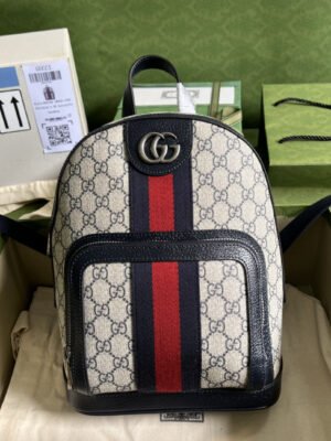 gg Ophidia gg Small Backpack Beige And Blue gg Supreme Canvas For Women 11.5in/29cm Beige