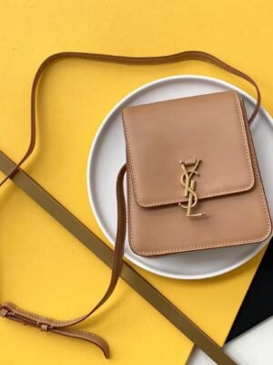 YSSL Kaia North/South Satchel Bag In Vegetable Tanned Brown Material With Gold Hardware For Women 6.6in/18cm YSL 668809BWR6W2725