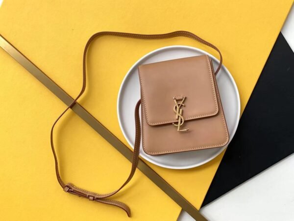 1-108 YSSL Kaia North/South Satchel Bag In Vegetable Tanned Brown Material With Gold Hardware For Women 6.6in/18cm YSL 668809BWR6W2725