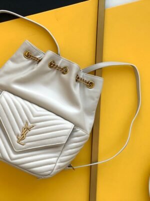 YSSL Joe Backpack In Monogram With Bronze-Toned Hardware White For Women 11.5in/22cm YSL 6726091EL079207