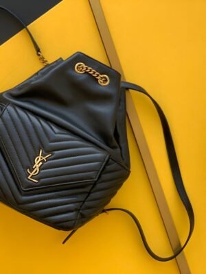 YSSL Joe Backpack In Monogram With Bronze-Toned Hardware Black For Women 11.5in/22cm YSL 6726091EL071000