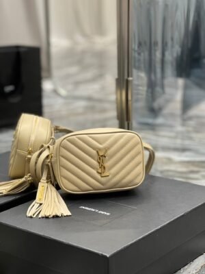 YSSL Lou Belt Bag Beige In Matelass¨¦ Gold Toned Hardware For Women 6.1in/15cm YSL 614031DV7072721