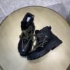 Rick Owens Combat Boots - Black Leather with Olive Laces