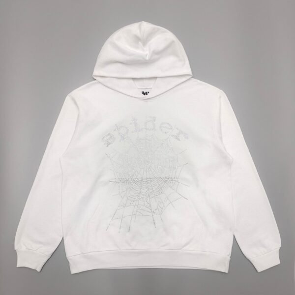 SP5DER OG RHINESTONE LOGO HOODIE WHITE