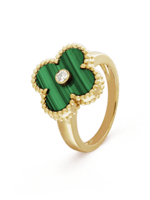 18K Vintage Alhambra Malachite Ring