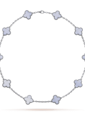 18K Vintage Alhambra Chalcedony 10 Motifs Necklace