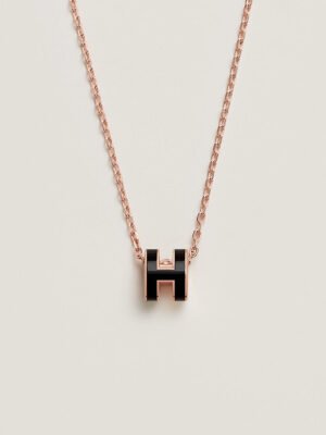 18K Mini Pop H Black Necklace