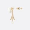 18K CD Tribales Eiffel Tower Charm White Pearls Earrings