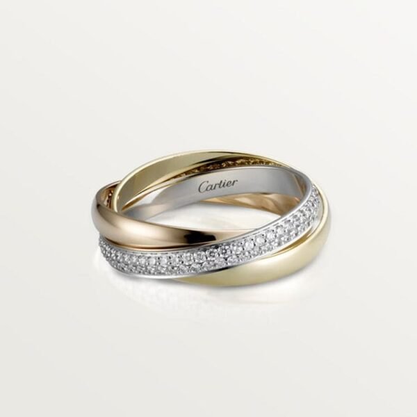 18K Trinity Pave Diamond Ring
