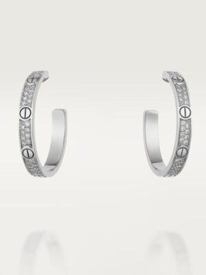 18K Love Pave Diamonds Earrings