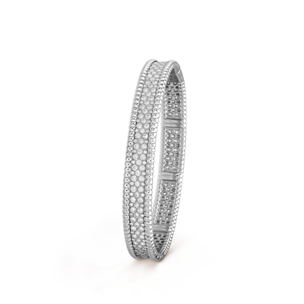 18K White Gold Perl¨¦e Diamonds Three Rows Bracelet