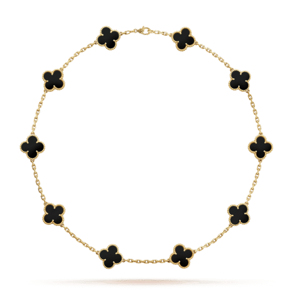 18K Vintage Alhambra Black 10 Motifs Clover Necklace