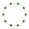 18K Vintage Alhambra Malachite 10 Motifs Necklace