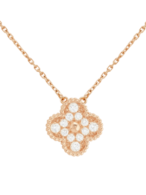 18K Rose Gold Sweet Alhambra Diamond Necklace