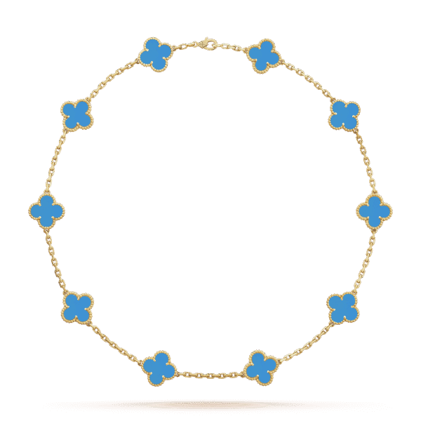 18K Vintage Alhambra Agate 10 Motifs Necklace