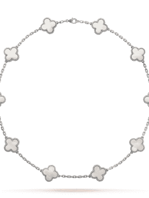 18K Vintage Alhambra Pearl 10 Motifs Necklace