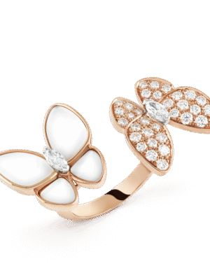 18K Two Butterfly Between the Finger Pearl Ring