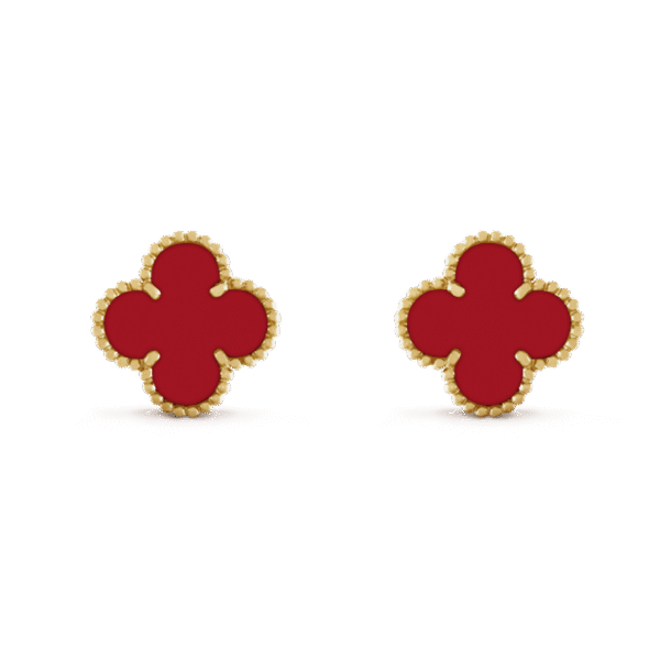 18K Vintage Alhambra Carnelian Earrings