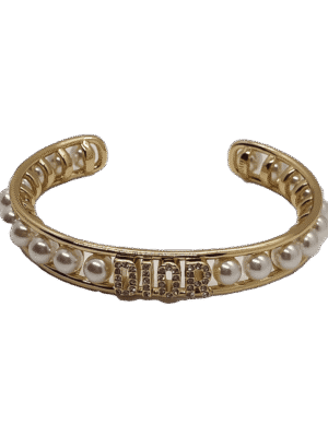 18K CD Pearl Open Cuff Bracelet