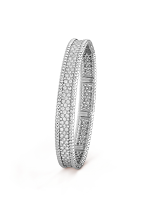 18K White Gold Perl¨¦e Diamonds Three Rows Bracelet