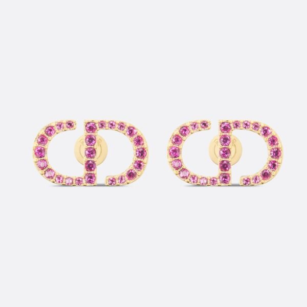 18K Petit CD Stud Fuchsia Crystals Earrings