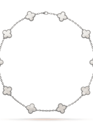 18K Vintage Alhambra Pearl 10 Motifs Necklace