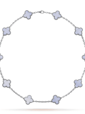 18K Vintage Alhambra Chalcedony 10 Motifs Necklace