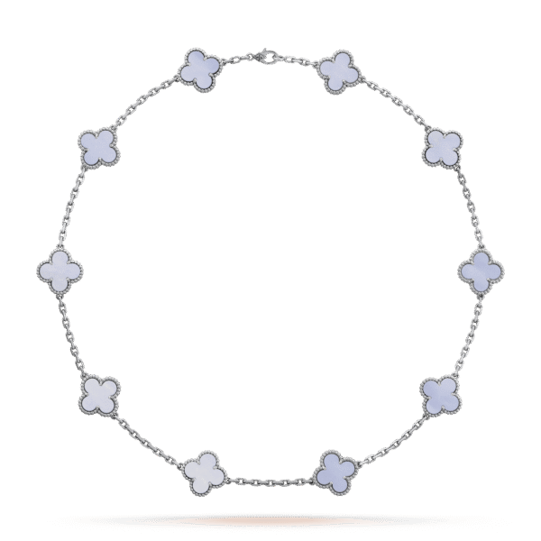 18K Vintage Alhambra Chalcedony 10 Motifs Necklace