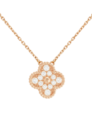 18K Rose Gold Sweet Alhambra Diamond Necklace