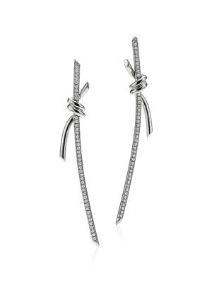 18K T Knot Drop Diamonds Earrings