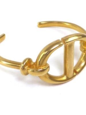 18K CD Navy Logo Bangle Open Cuff Bracelet