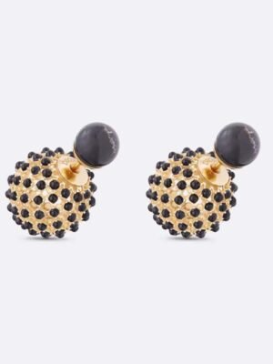18K CD Tribales Black Stone-Effect Resin Pearls Earrings