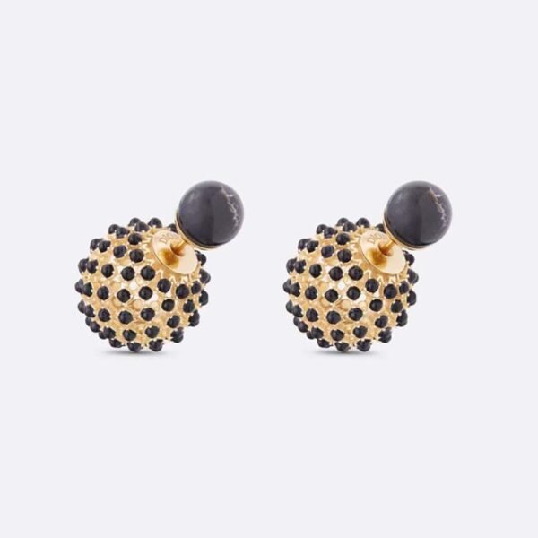 18K CD Tribales Black Stone-Effect Resin Pearls Earrings