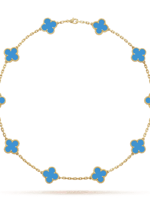 18K Vintage Alhambra Agate 10 Motifs Clover Necklace