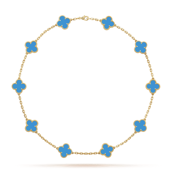 18K Vintage Alhambra Agate 10 Motifs Clover Necklace