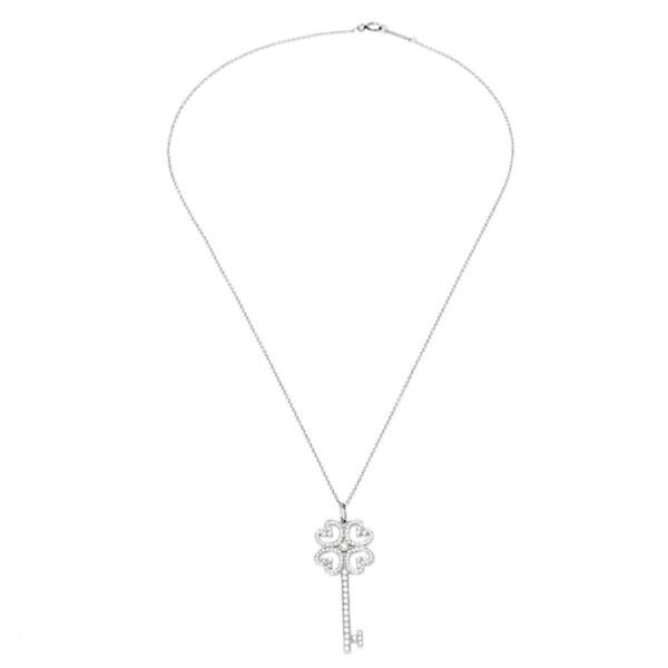 18K T Quatre Heart Key Diamond Necklace