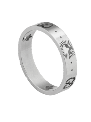 18K Double G White Gold Ring