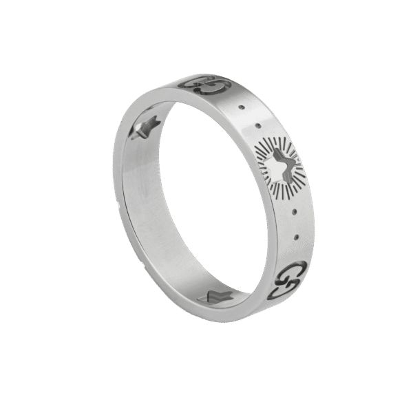 18K Double G White Gold Ring