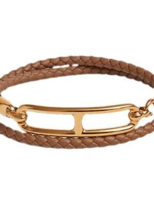 18K Roulis Double Tour Brown H Bracelet