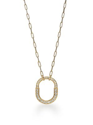 18K T Lock Pendant Pav¨¦ Diamonds Necklace