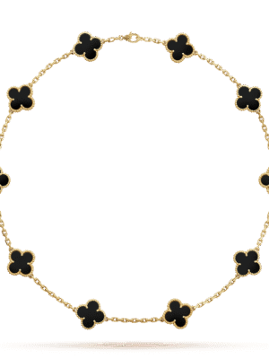 18K Vintage Alhambra Black 10 Motifs Clover Necklace