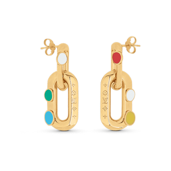 18k Louis x YK LV Edge Painted Dots Earrings