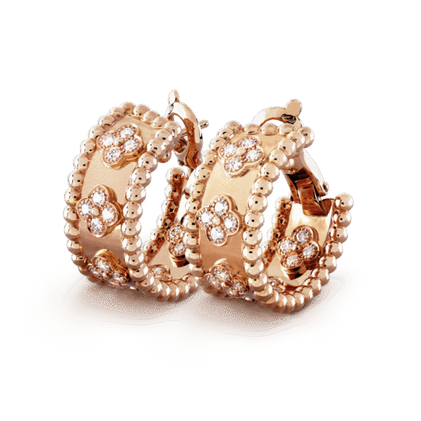 18K Rose Gold Perl¨¦e Clovers Hoop Earrings