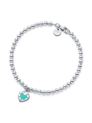 18K Return to Tiffany Love Blue Heart Tag Bead Bracelet