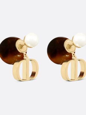 18K CD Tribales Brown Resin Pearls Earrings