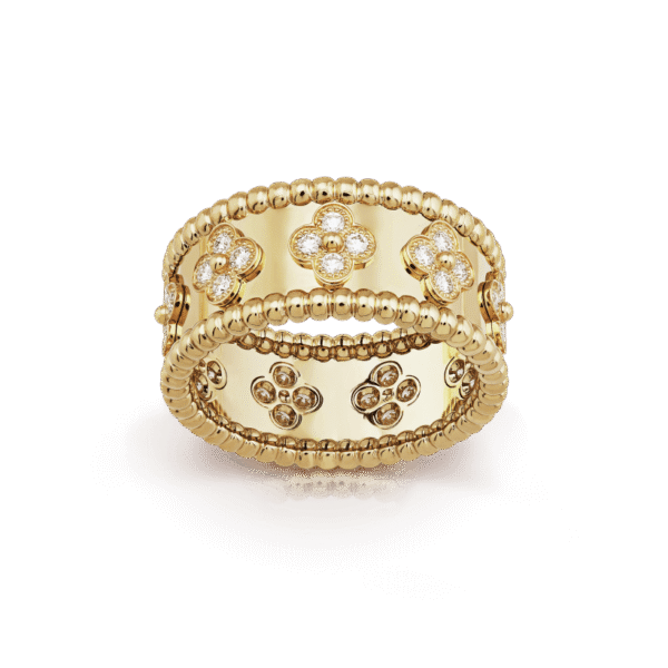 18K Yellow Gold Perl¨¦e Clovers Ring