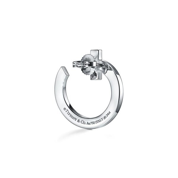18K T T1 Open Hoop White Gold Earrings